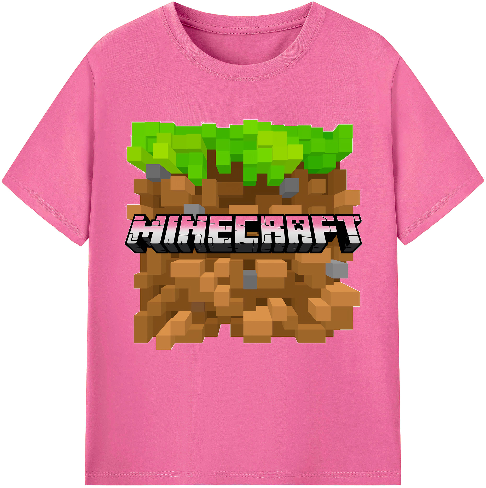 （画像用） マインクラフト ブロックの世界 Minecraft MC Block world レディースカジュアルプリントTシャツ（綿100％）